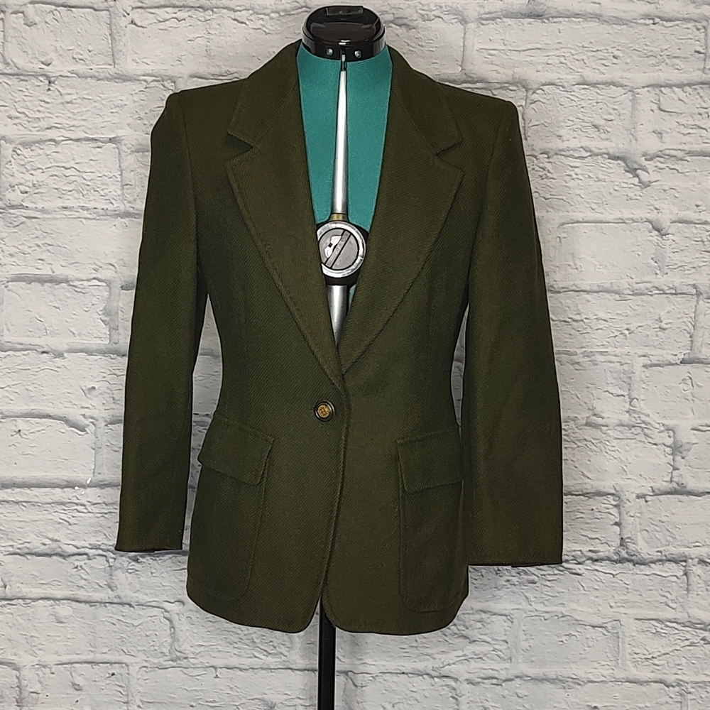 MaxMara women's green wool one button front blazer/ jacket Sz 6
